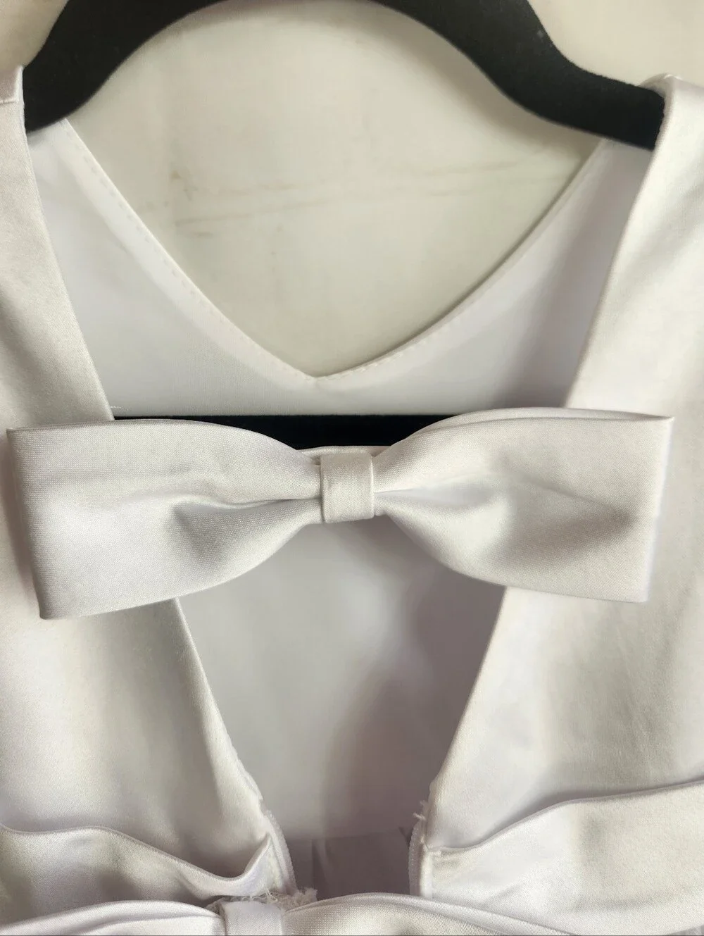 AZAZIE Marlee Flower Girl Dress White Satin Tulle Bow Back Wedding Size 3 NWT